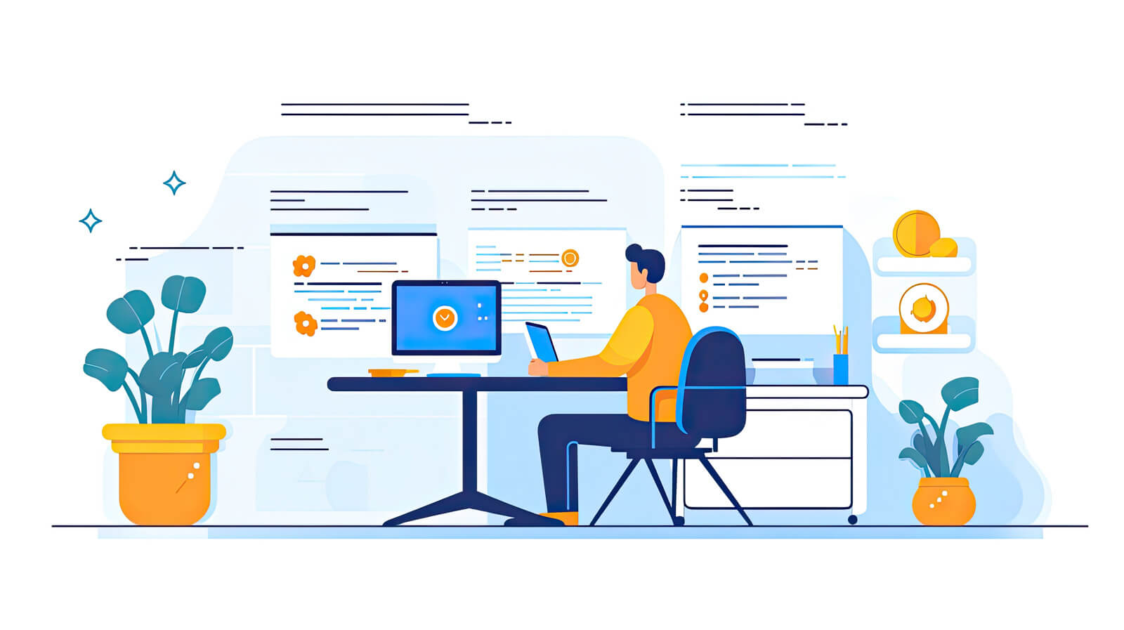 PCを操作する男性